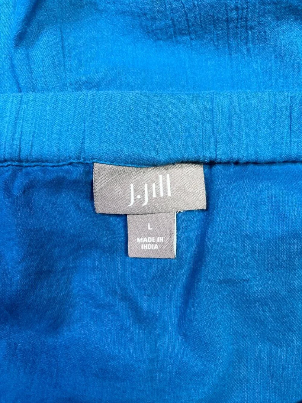J. Jill Size L Teal Blue Pull-On Cotton Skirt Lined